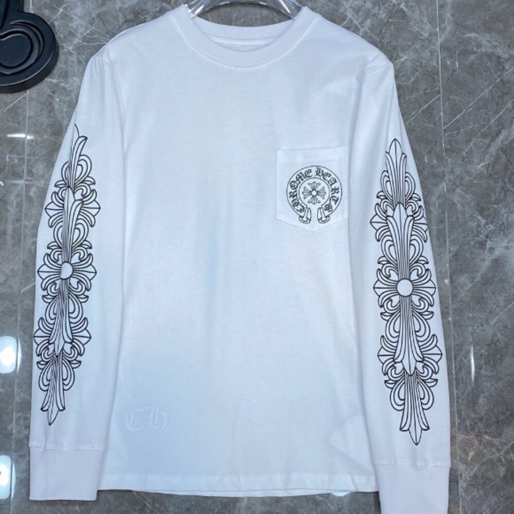 🔥 Chrome Hearts Horseshoe White Long Sleeve Tee 🔥